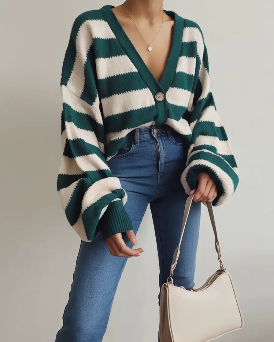 effortless cardigan spring outfits 2026 Graphic Stripes, Subtle Boldness