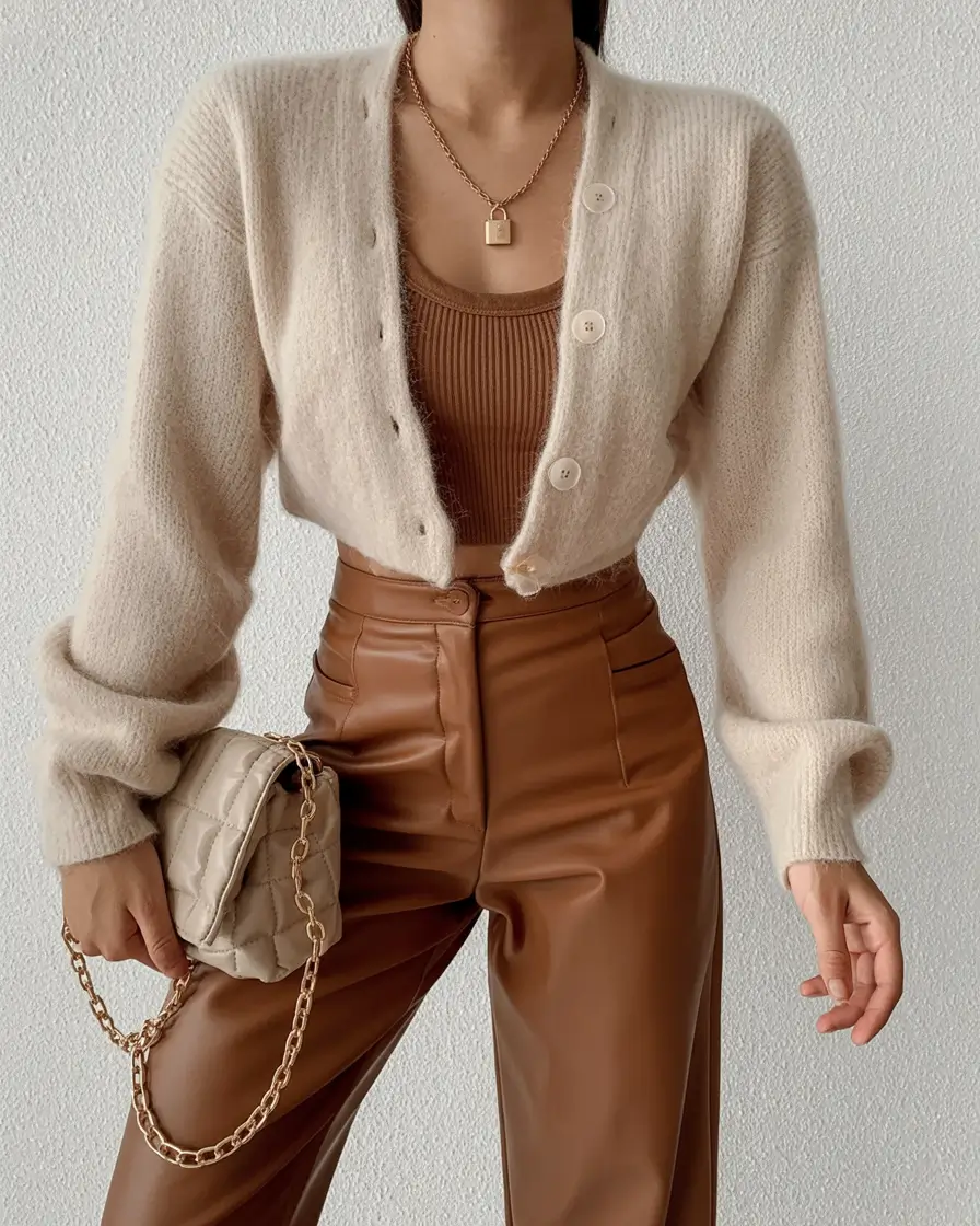 effortless cardigan spring outfits 2026 Neutral Luxe with a Twist