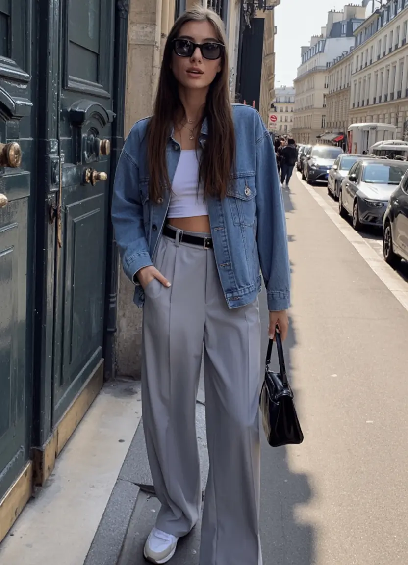 effortless spring jean jacket outfits 2026 - Parisian Cool With a Twist