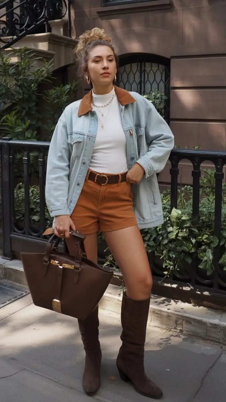effortless spring jean jacket outfits 2026 - Retro Neutrals With a Hint of Heat