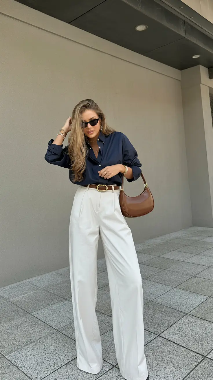 effortless spring outfit with pants 2026 Modern Contrast With a Classic Soul