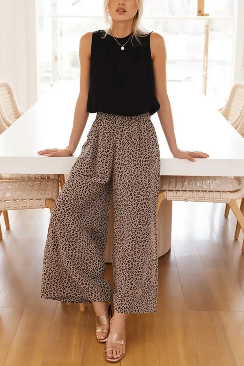effortless spring outfit with pants 2026 Relaxed Confidence in Leopard Neutrals