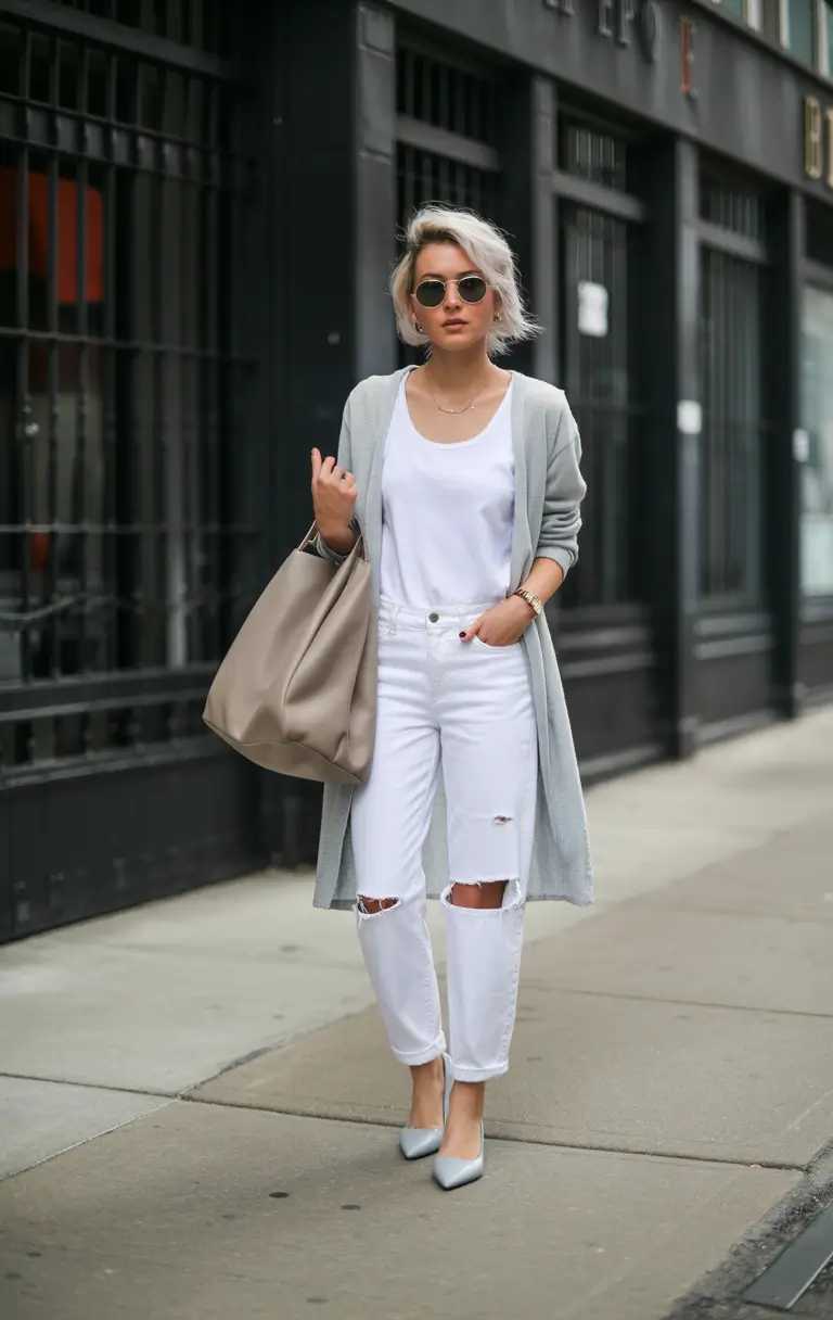 effortless spring outfit with pants 2026 Street Smart in Monochrome Layers