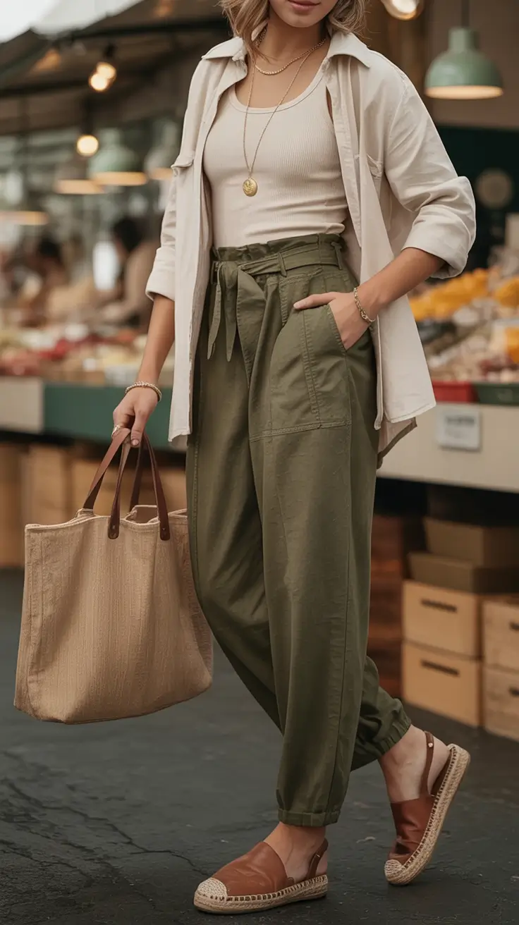 effortless spring outfit with pants 2026 Street Market Style with Earthy Ease