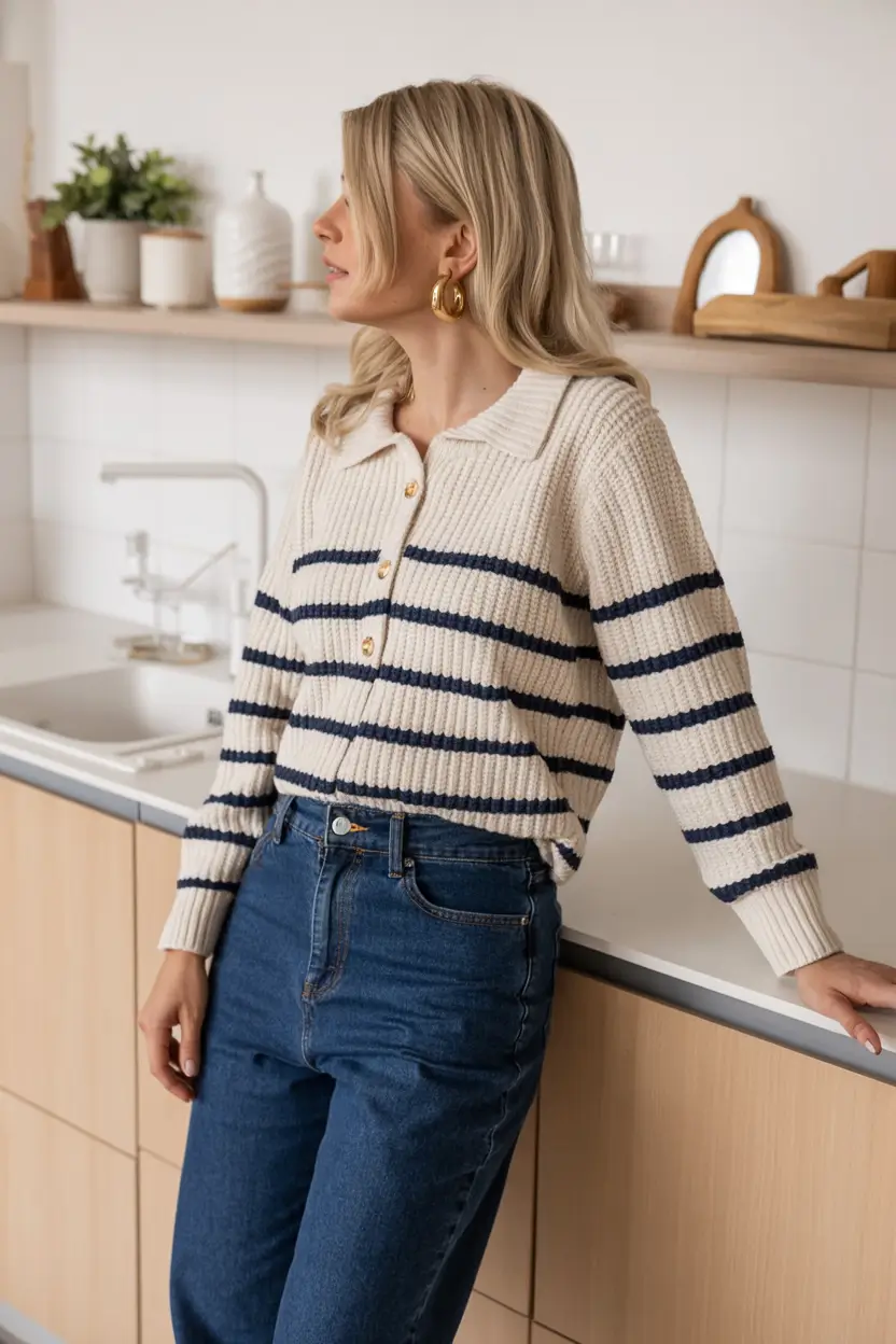effortless spring outfit with pants 2026 Sailor Stripes and a Denim Reset