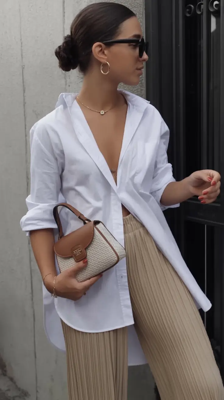 effortless spring outfit with pants 2026 City-Ready Neutrals with Sharp Texture