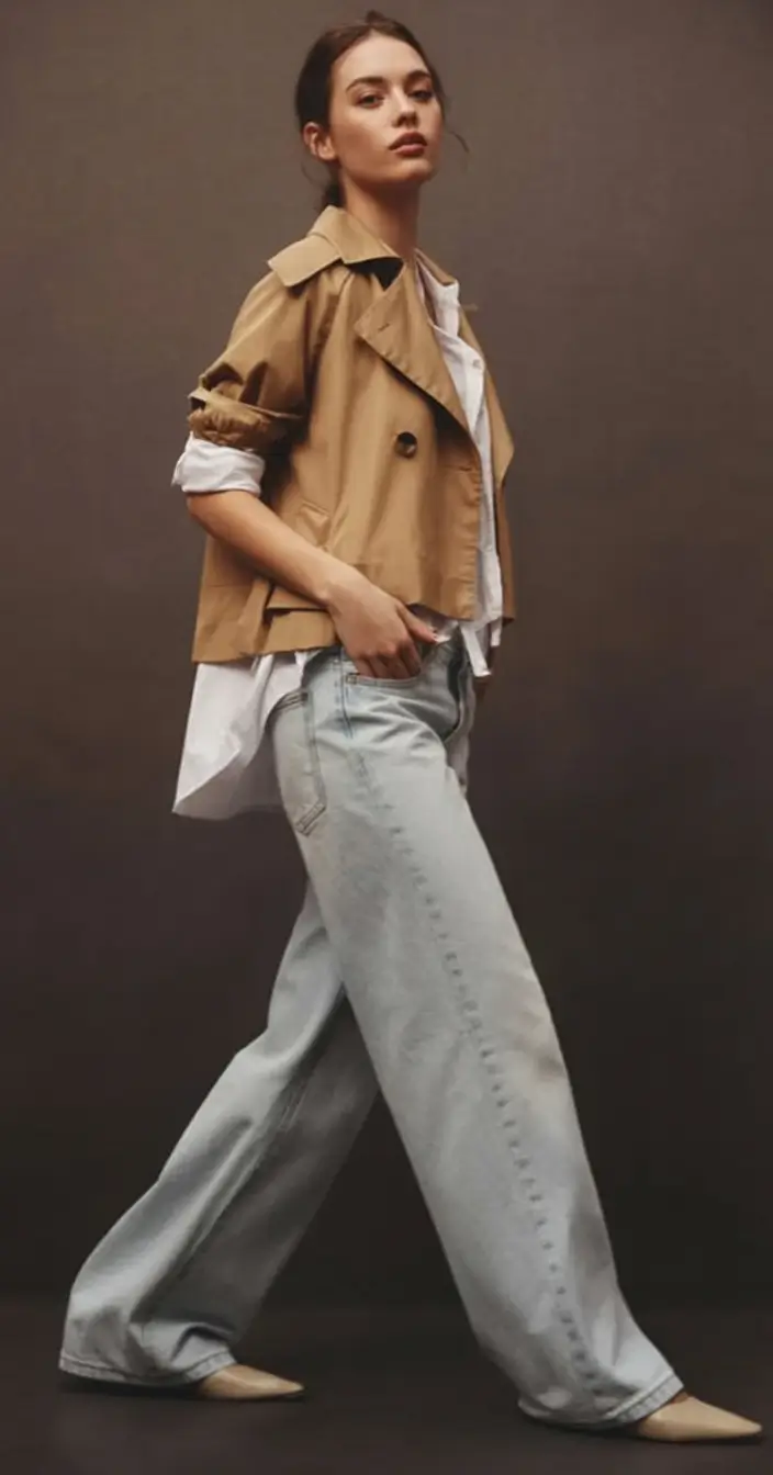 effortless spring outfits aesthetic 2026 Elevated Trench + Wide-Leg Ease