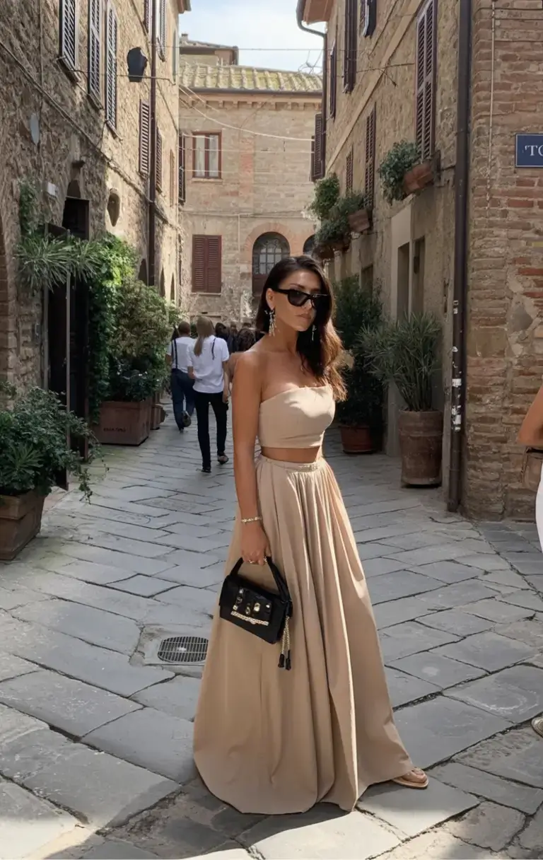 elegant europe spring outfits 2026 Champagne Neutrals with Couture Energy