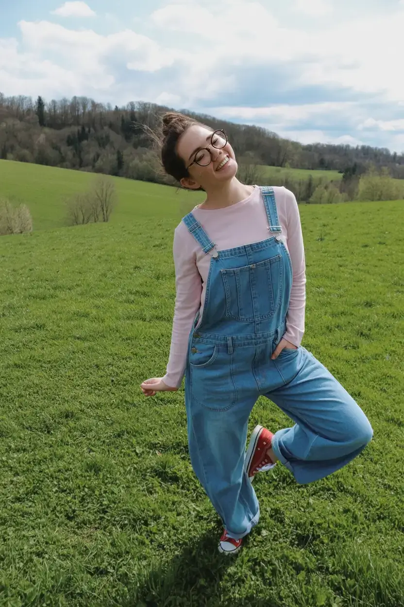 every day spring outfits for 2026+Retro Overalls & Girlhood Joy