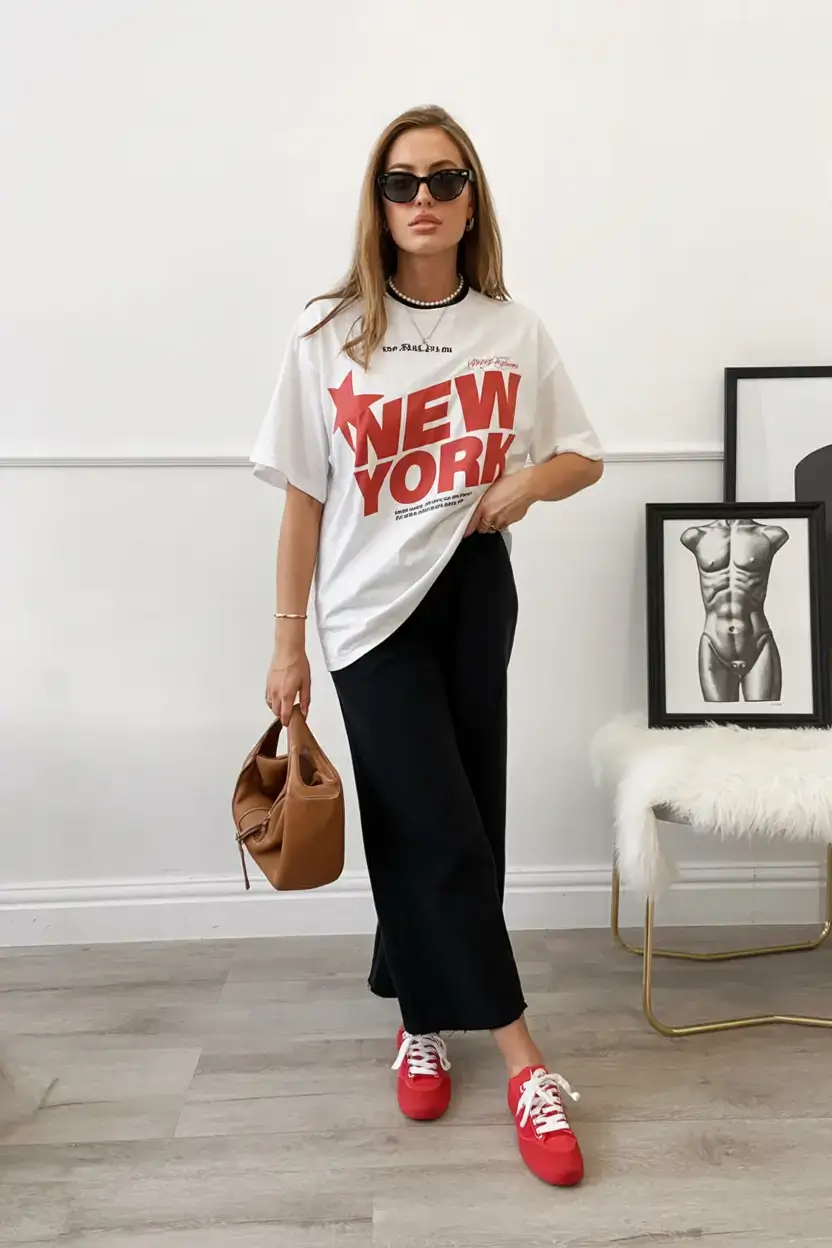 every day spring outfits for 2026+Bold Type and Pop Sneakers