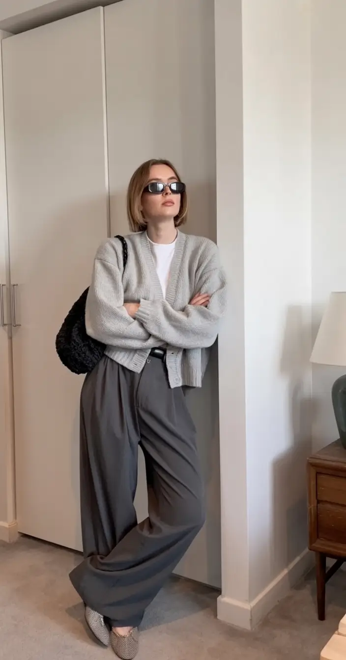 flattering spring outfits for women over 40 2026 Cool Grays and Soft Structure