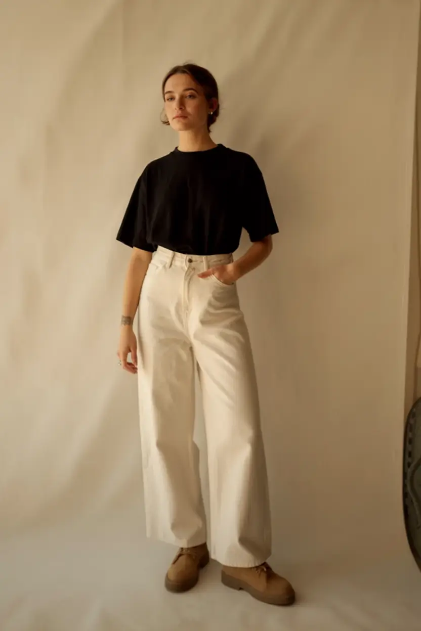 flattering spring outfits for women over 40 2026 Clean Lines in Monochrome Contrast