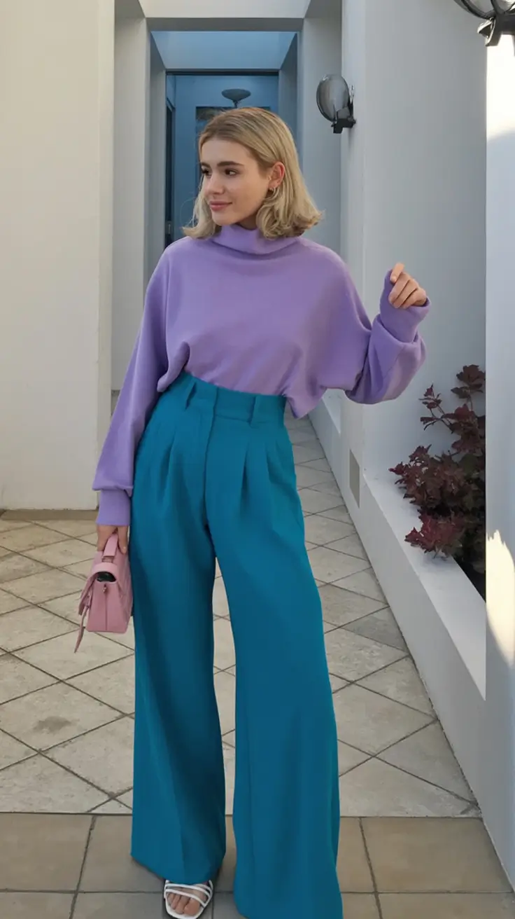 flattering spring outfits for women over 40 2026 Color-Blocked Confidence