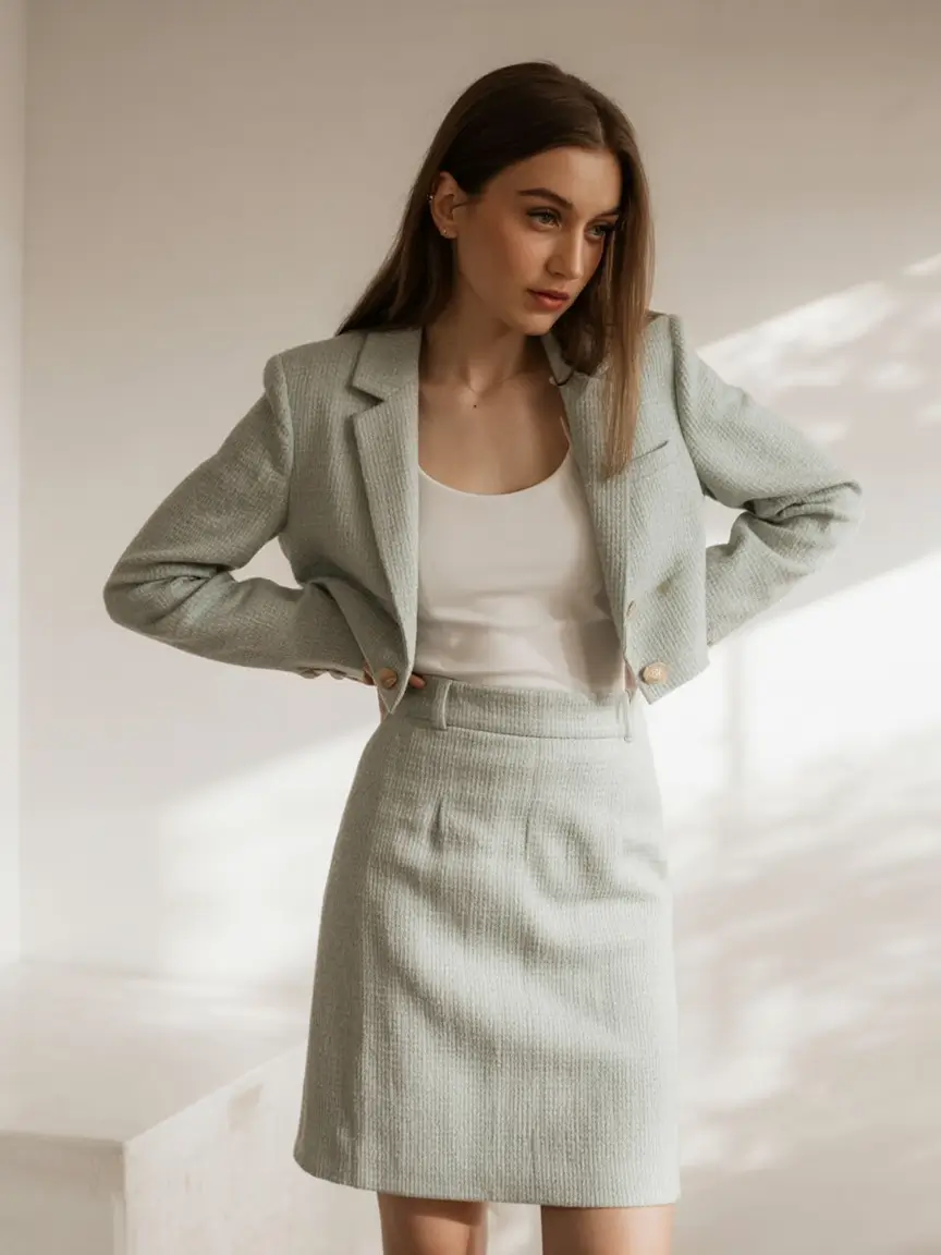 formal spring outfits 2026+Minty Fresh Take on Tailored Classics