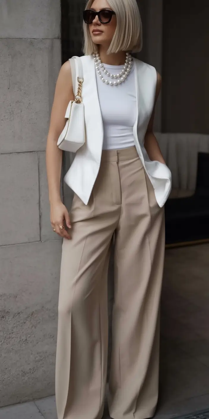 formal spring outfits 2026+Pearls, Power, and Wide-Leg Confidence