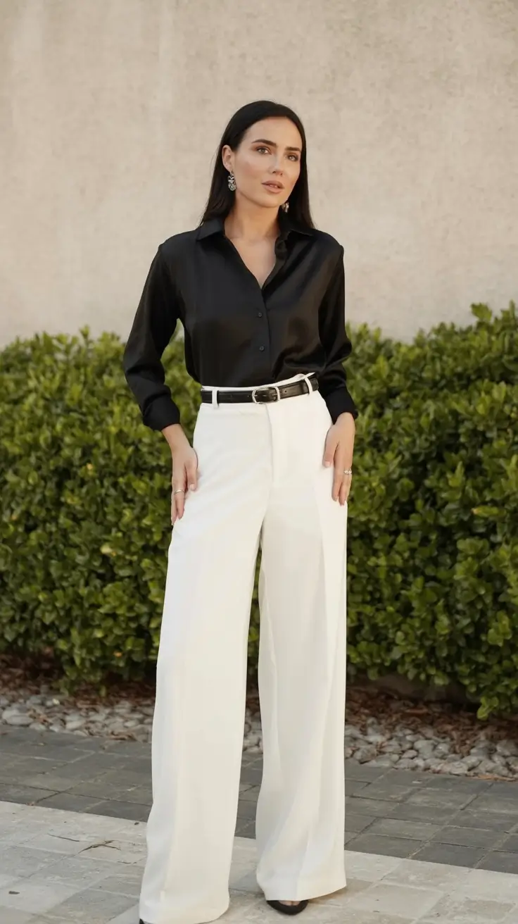 formal spring outfits 2026+Monochrome Contrast with Elevated Simplicity