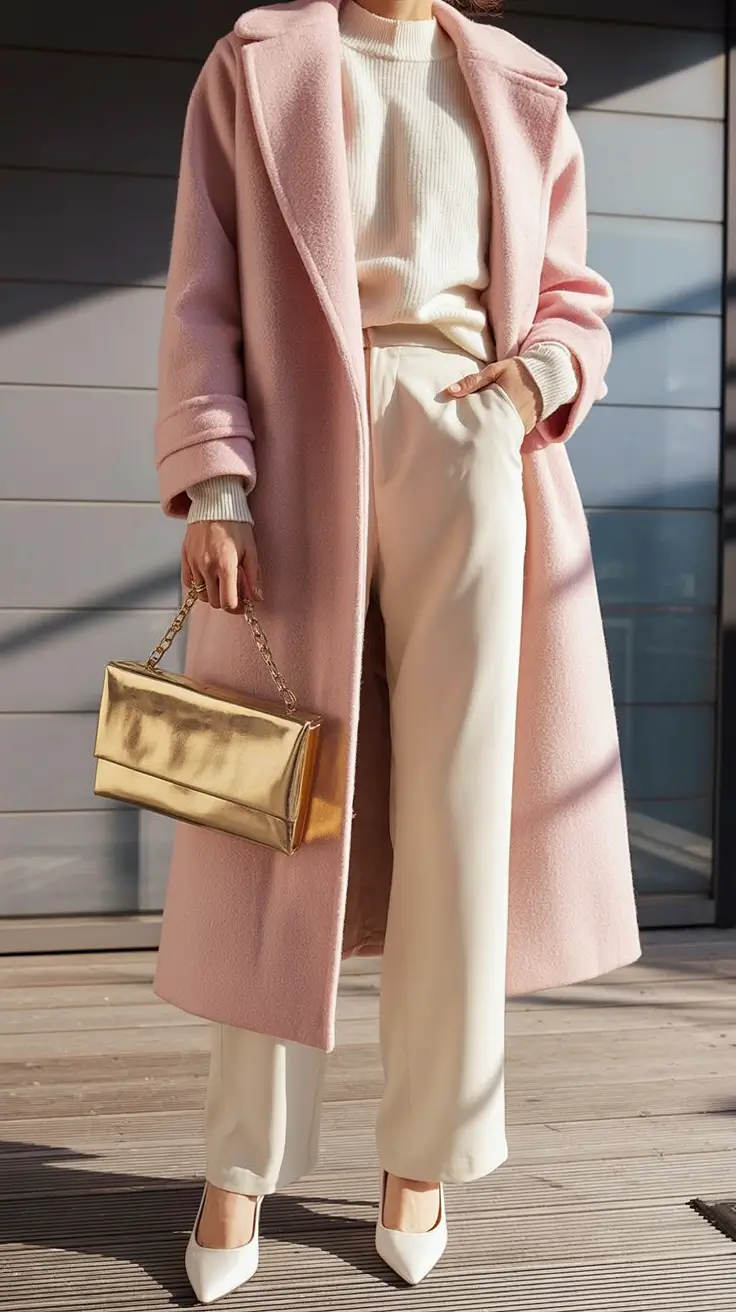 formal spring outfits 2026+Blush Coats & Metallic Touches