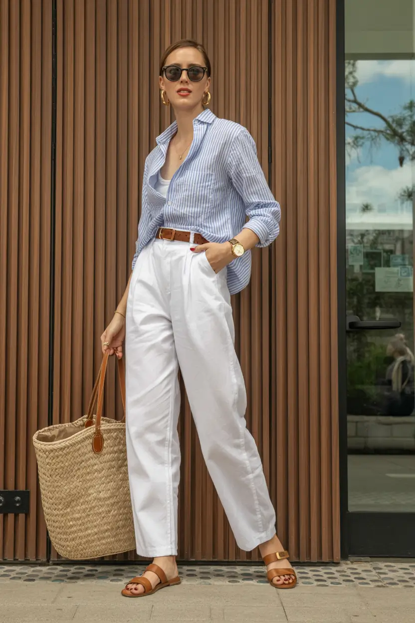 fresh spring office outfits 2026 Striped Statements and Laid-Back Office Vibes