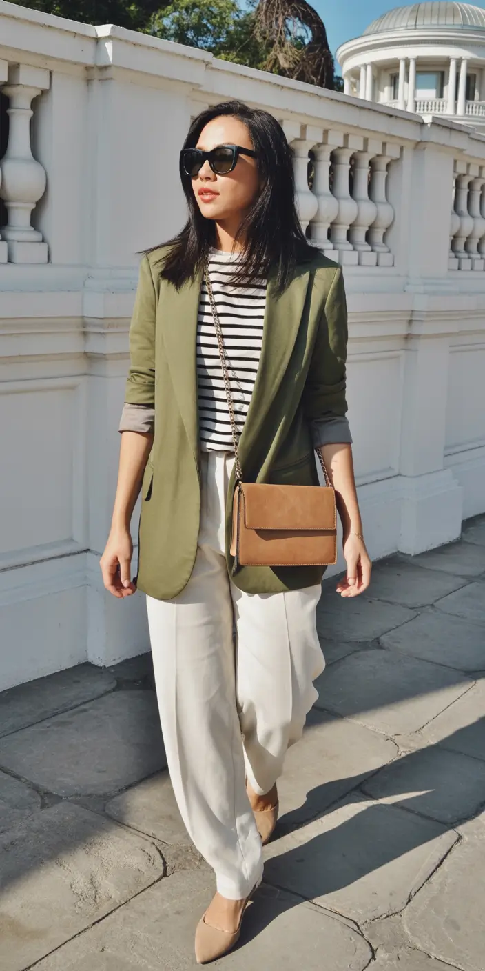 fresh spring office outfits 2026 Spring Stripes with a Utility Twist