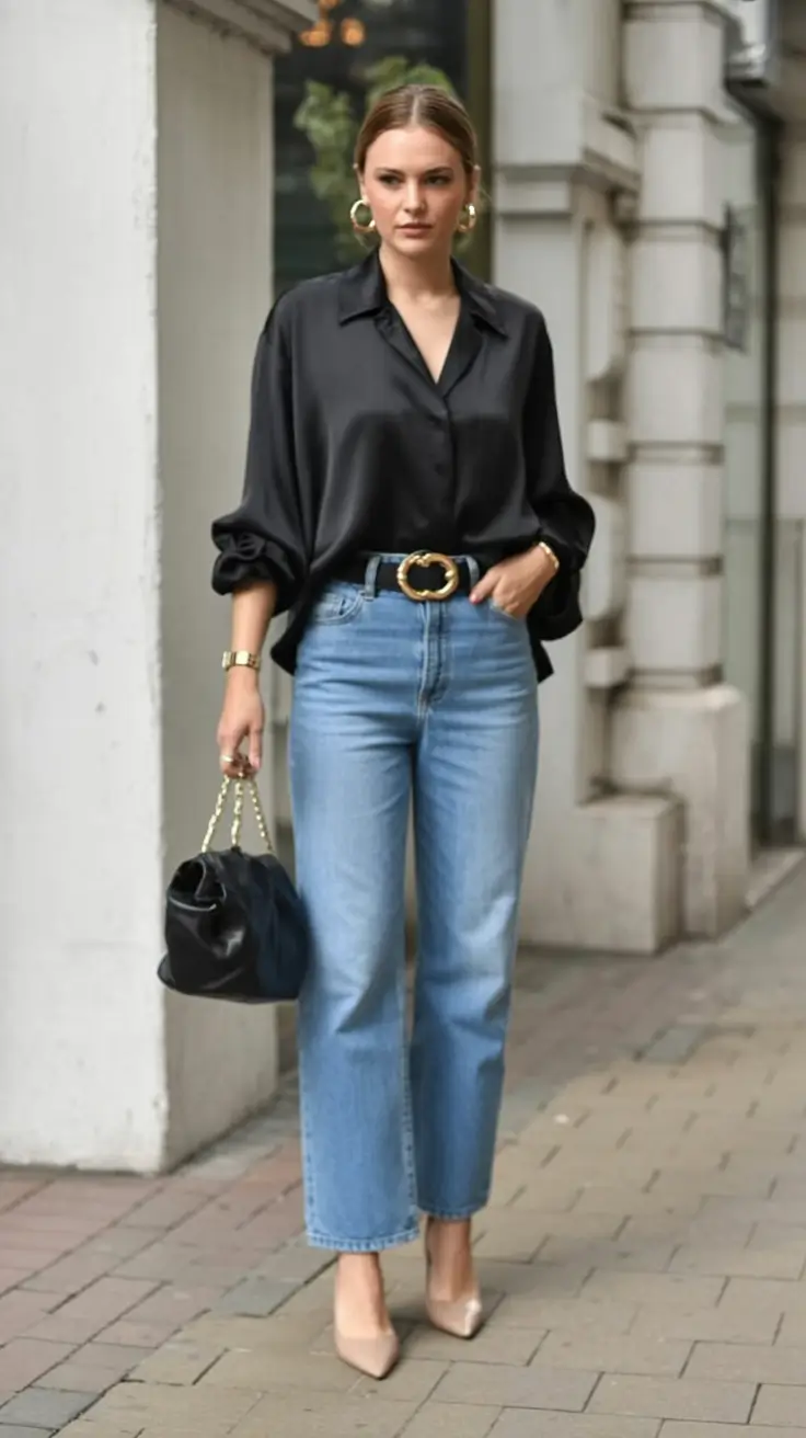 fresh spring office outfits 2026 After-Hours Edge in Daylight Denim