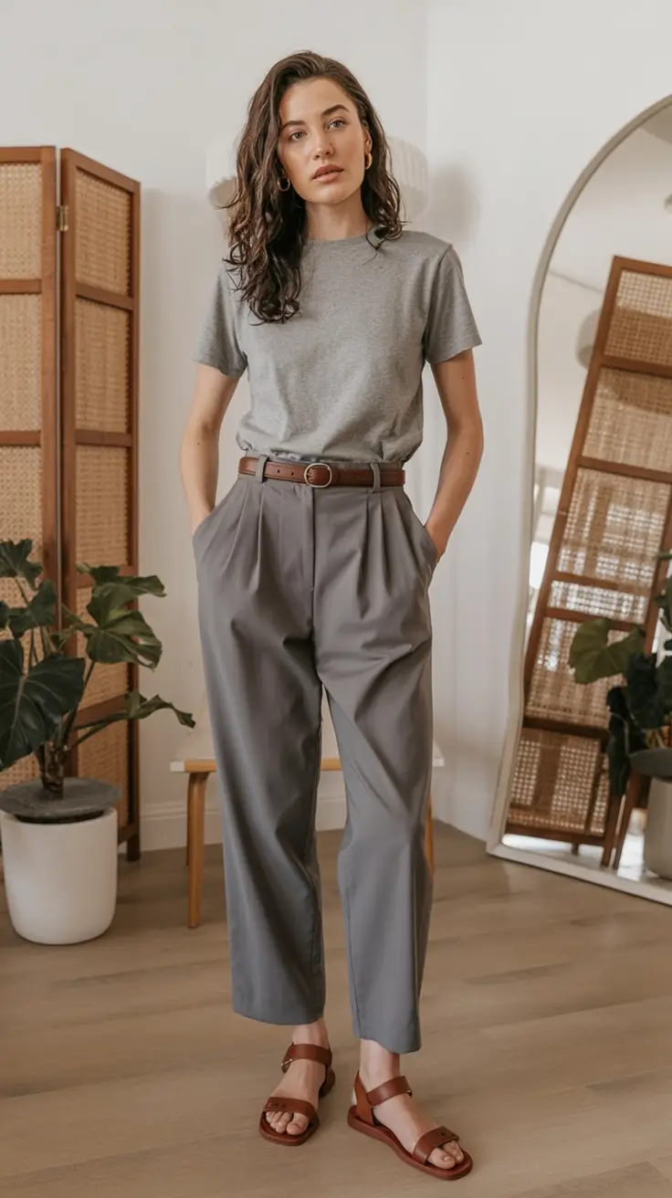 fresh spring office outfits 2026 Soft Utility in Grayscale