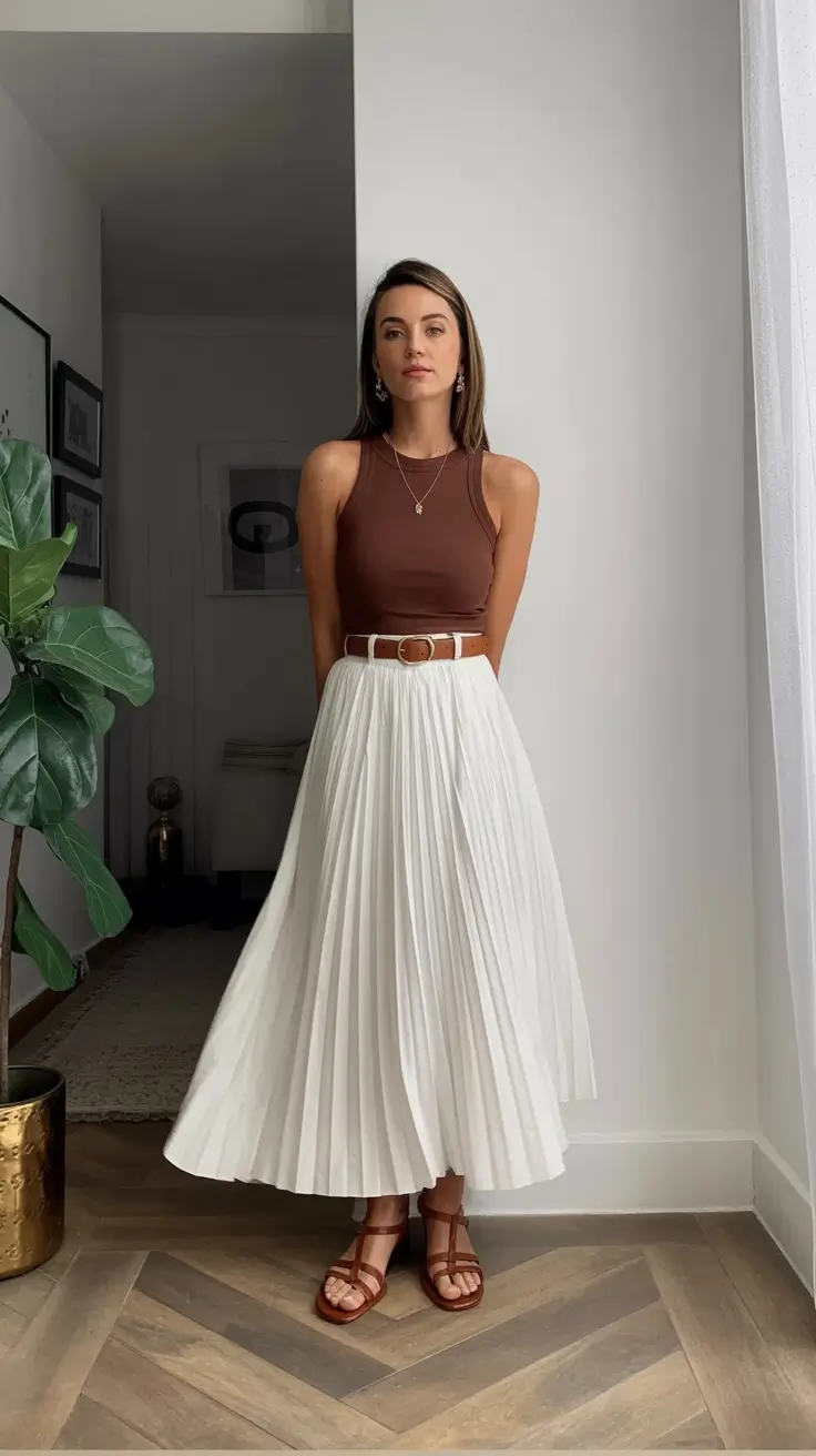 fresh spring office outfits 2026 Chocolate & Cream: The New Power Duo