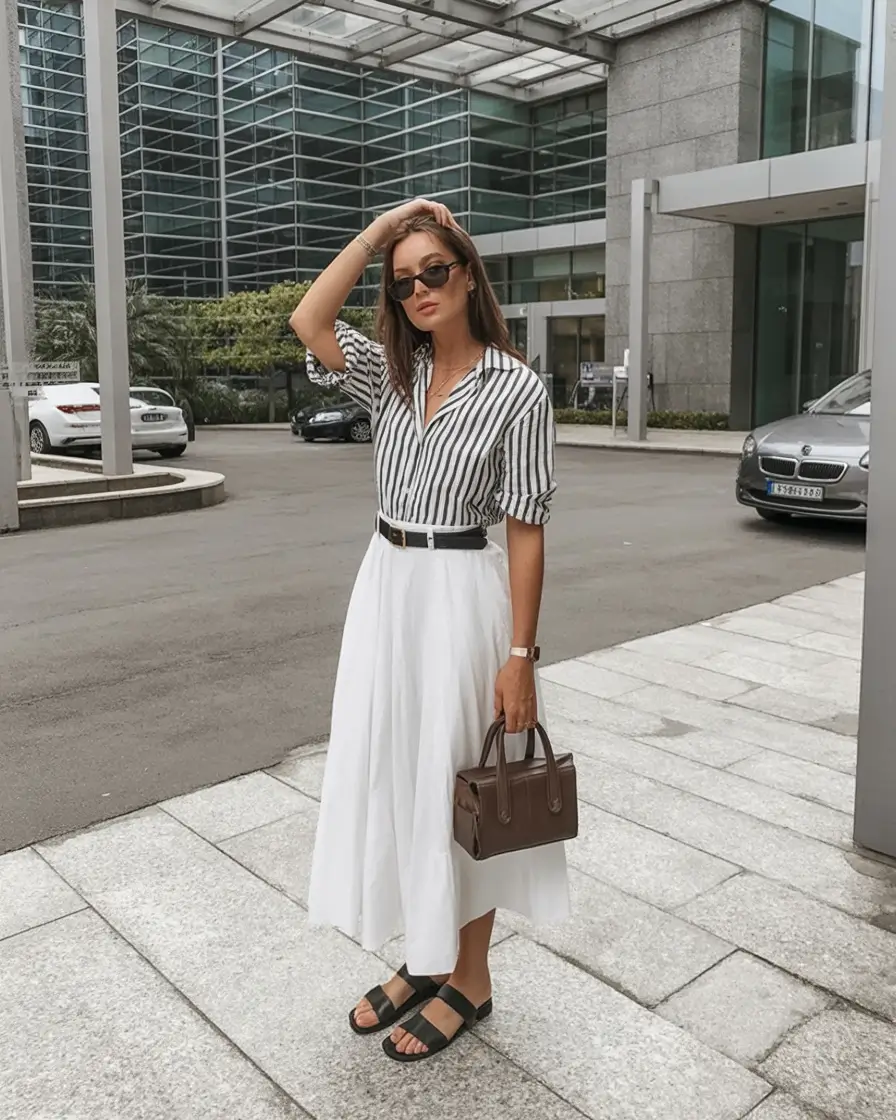 fresh spring workwear 2026 Office Breeze in Monochrome Stripes