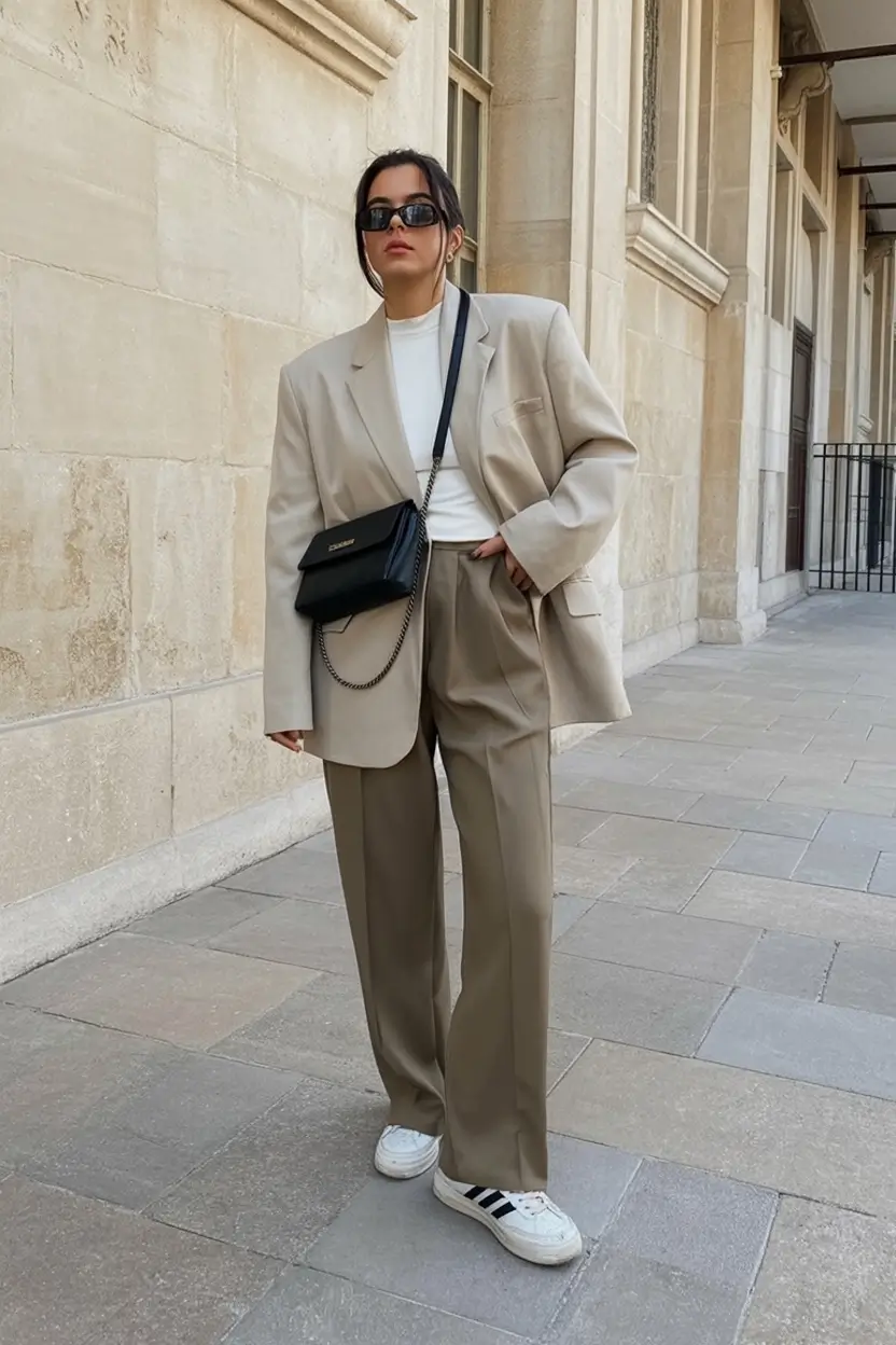 light spring work outfits 2026 Tailored Neutrals Meet Streetwear Ease