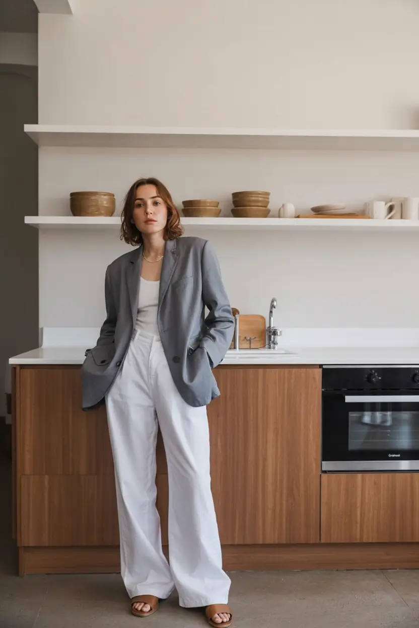 light spring work outfits 2026 Relaxed Blazer Energy in a Crisp Palette