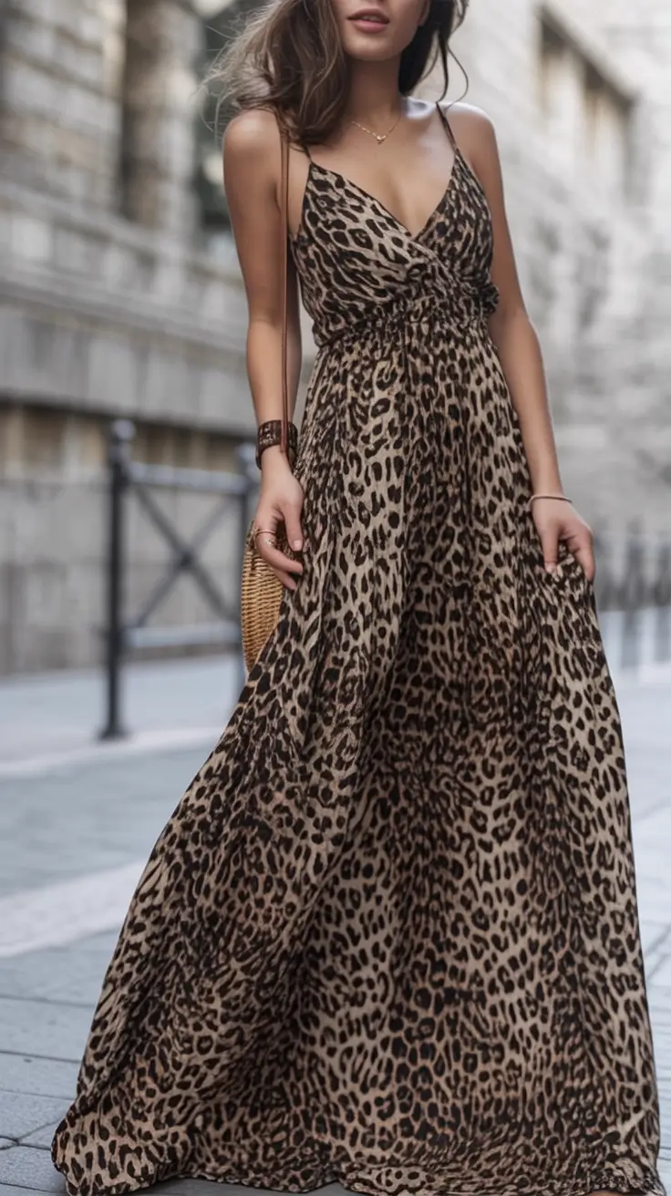 maxi spring dress outfits 2026 Fierce and Flowing in Leopard Print