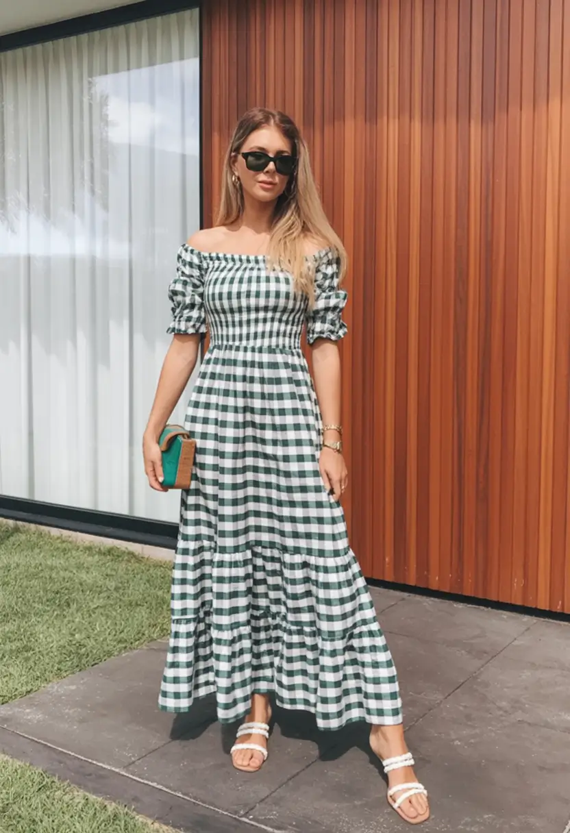 maxi spring dress outfits 2026 Playful Gingham Picnic Chic