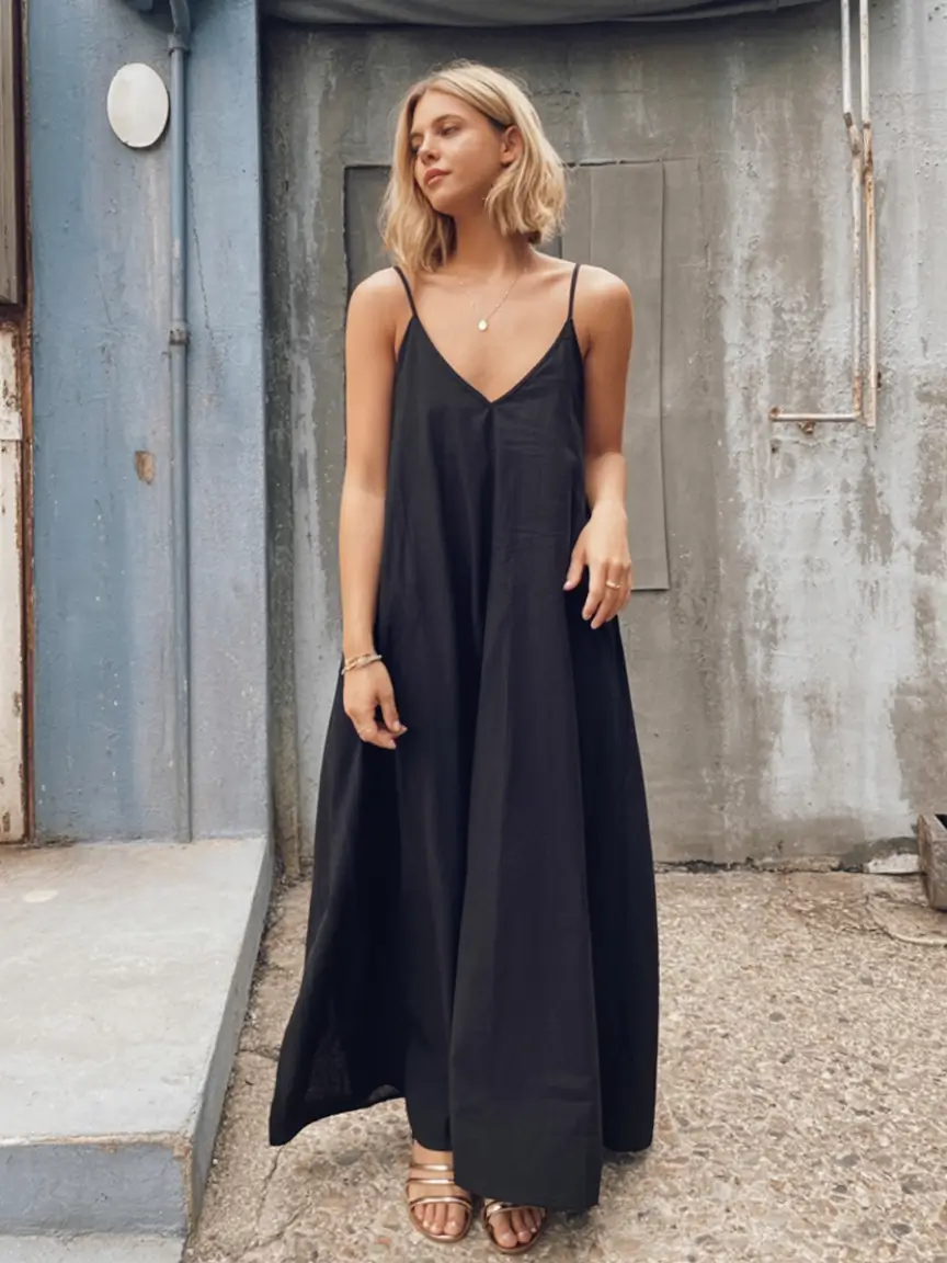 maxi spring dress outfits 2026 Minimalist Black and Free-Spirited Flow