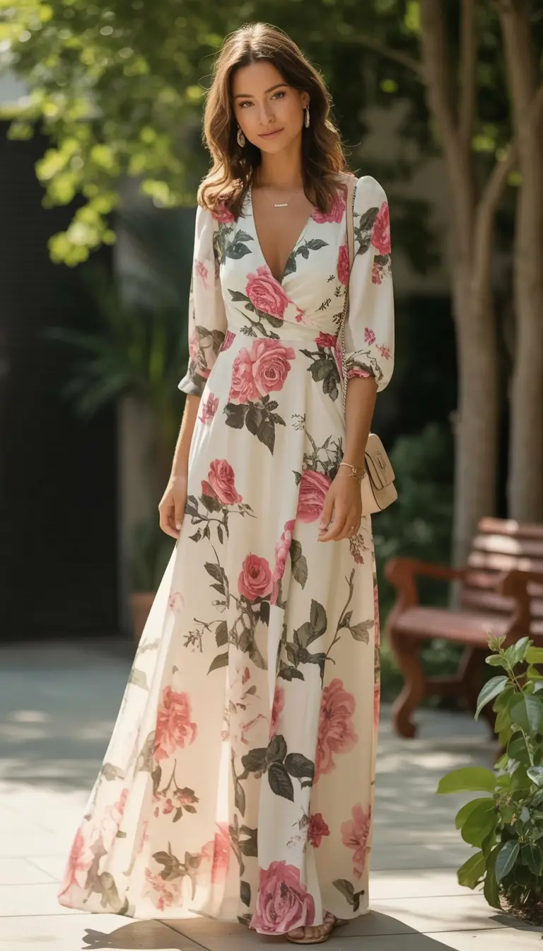 maxi spring dress outfits 2026 Elegant Vintage Florals with Structure