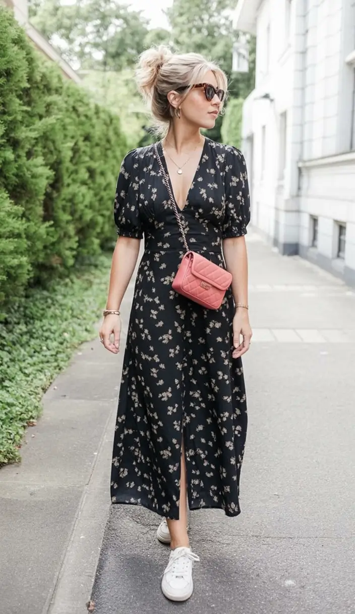 maxi spring dress outfits 2026 Sporty Chic Meets Floral Femme