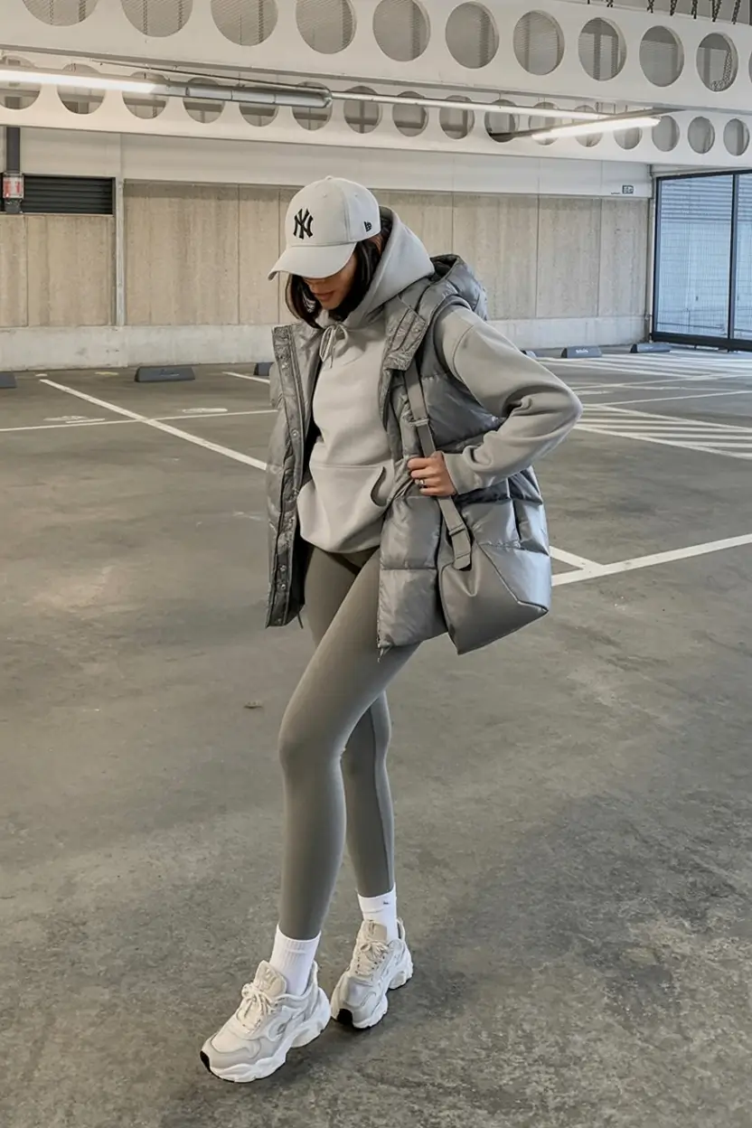 modern leggings outfit spring 2026+All-Grey Streetwear for the Chill Morning Mood