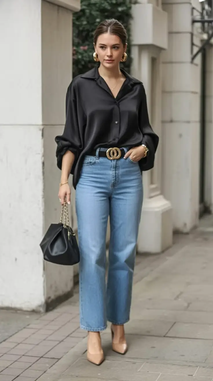 modern spring jeans outfit 2026 Downtown Luxe Energy