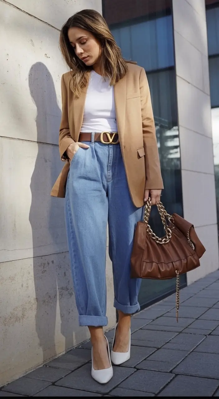 modern spring jeans outfit 2026 Boss Babe, Off-Duty Edition