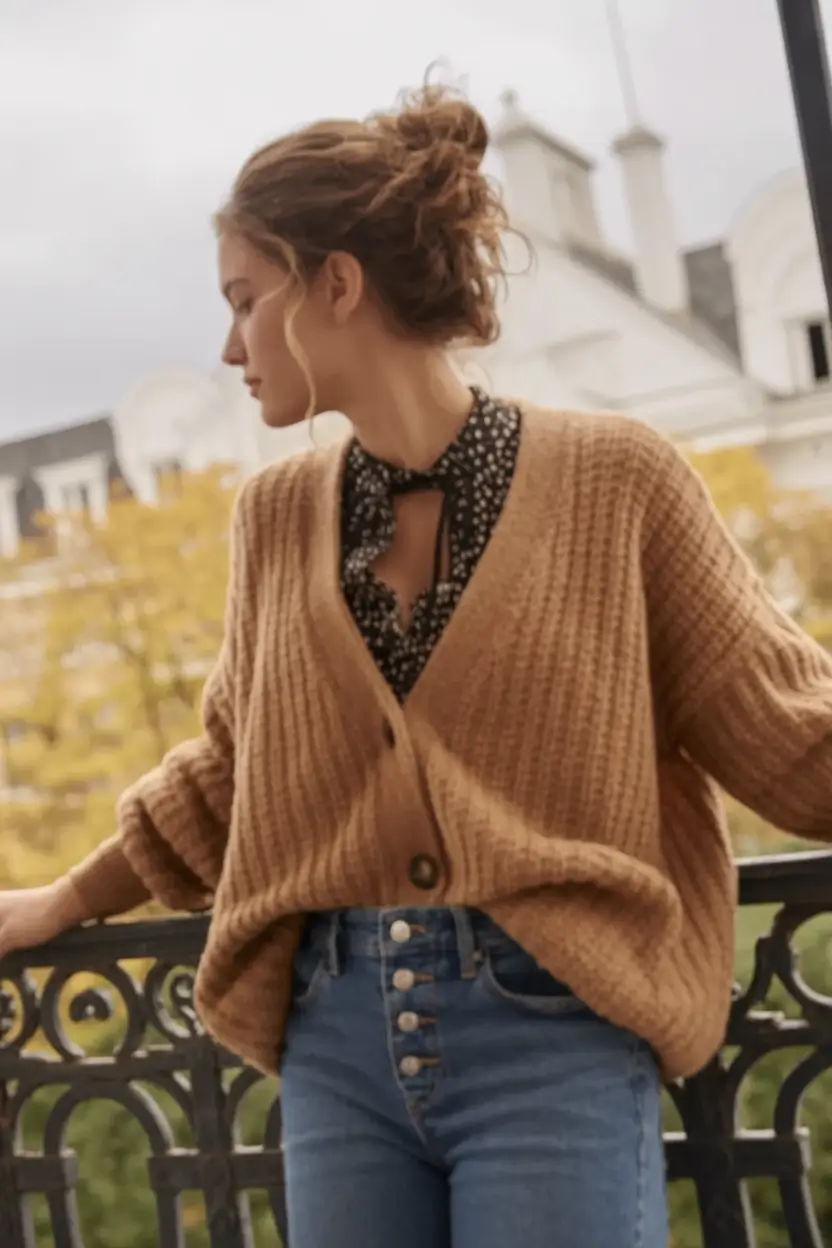 modern spring jeans outfit 2026 French-Girl Knit Layers