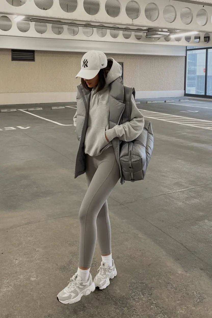 modern spring sport outfits for women 2026 Shades of Grey for Off-Duty Perfection