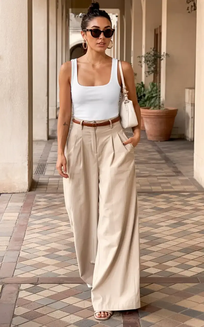 modest spring outfits elegant 2026 Tailored Beige & Effortless White