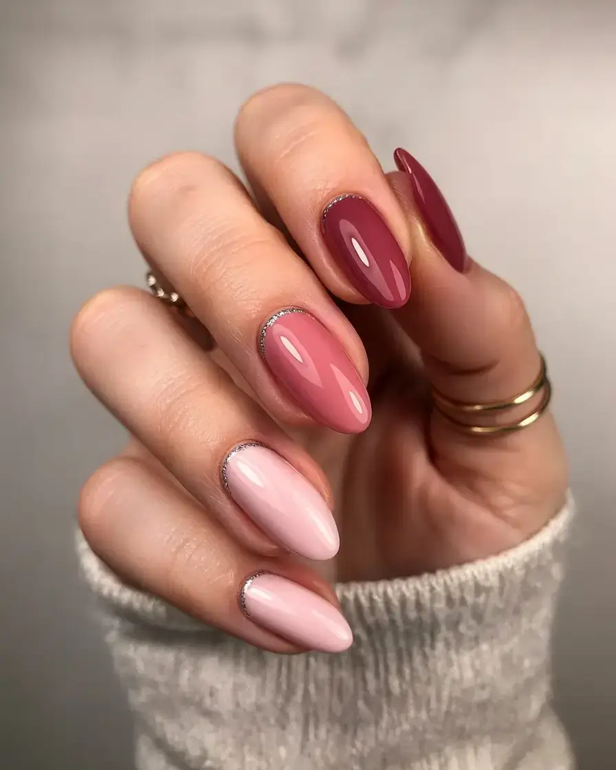 nails designs ideas february 2026 Gradient Rosé with a Silver Lining
