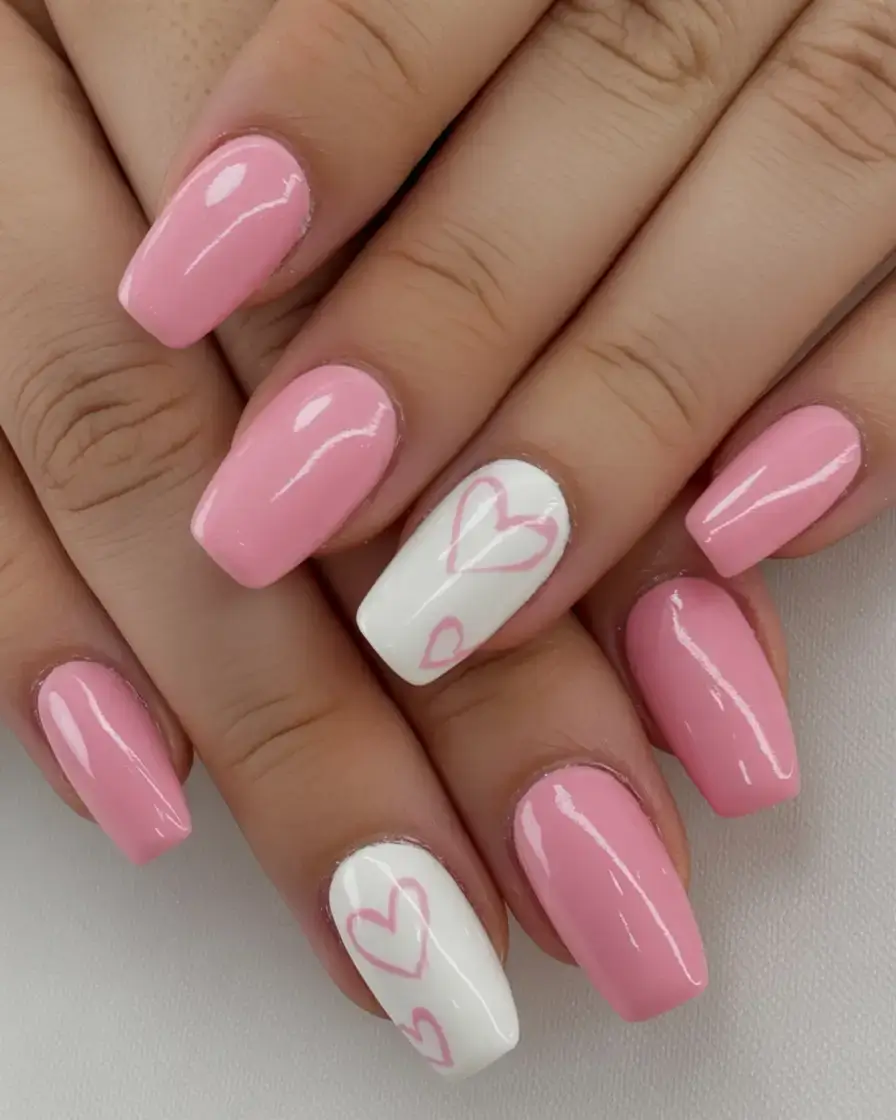 nails designs ideas february 2026 Pink Pop Art Hearts