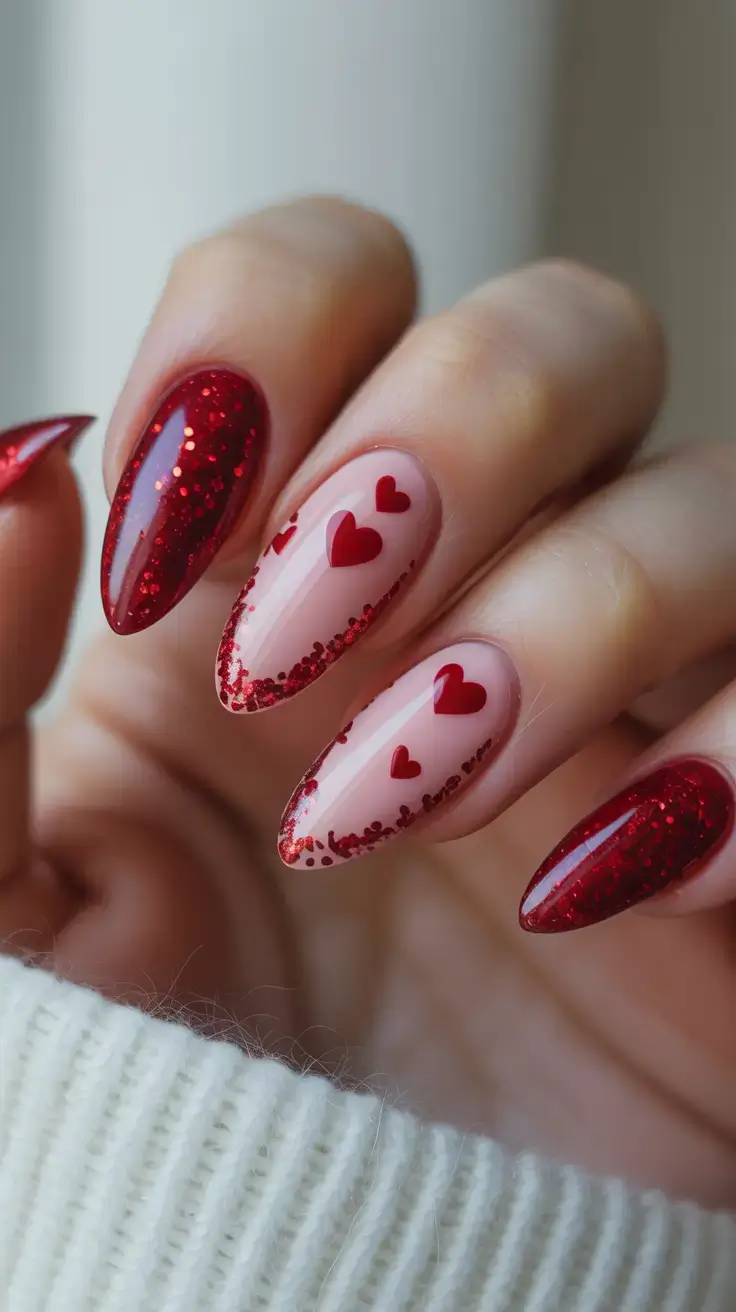 nails designs ideas february 2026 Valentine's Sparkle & Glitter Drip