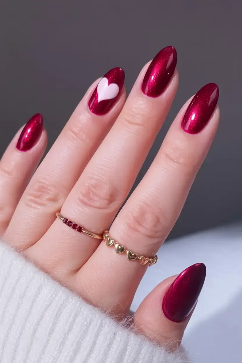 nails designs ideas february 2026 Burgundy & Blush Heartbeat
