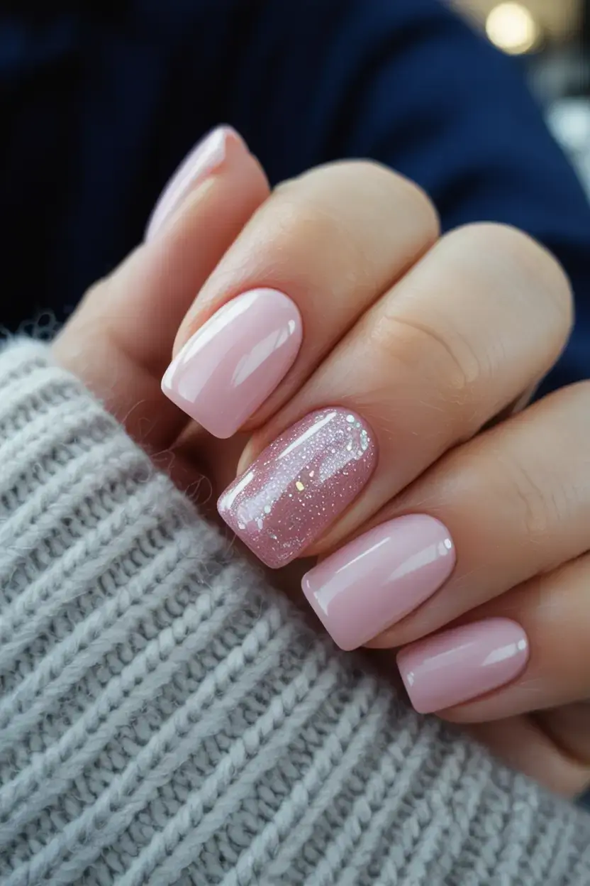 nails designs ideas february 2026 Fairy Dust French in Soft Pink