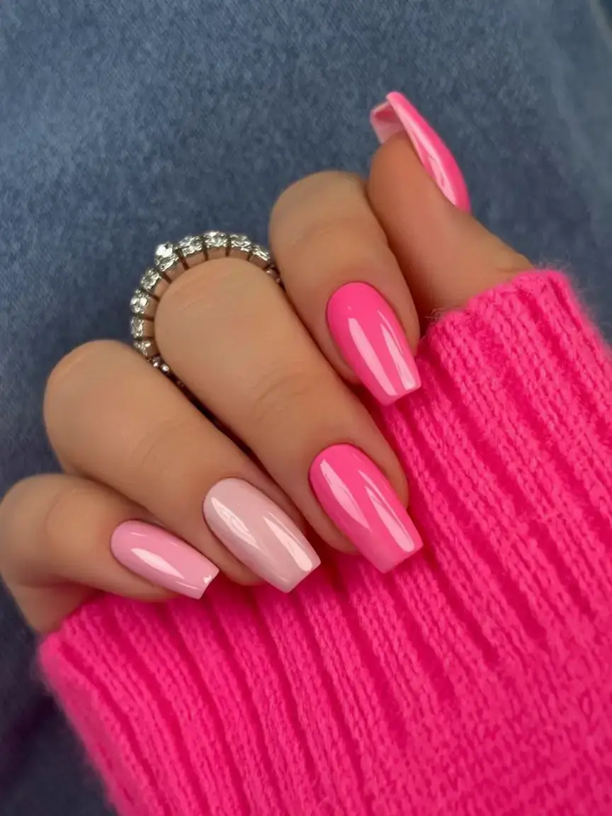 nails designs ideas february 2026 Glossy Barbiecore Gradient