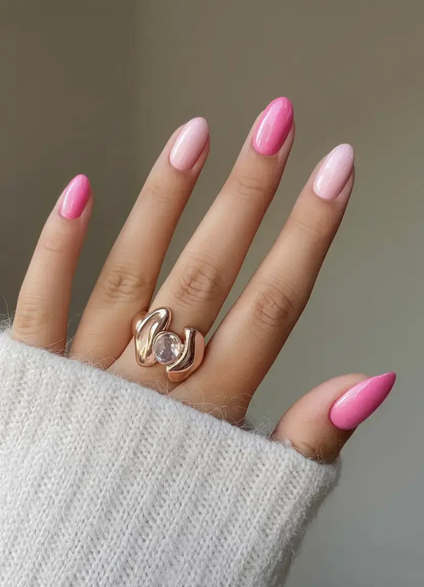 nails designs ideas february 2026 Shimmery Strawberry Ombré