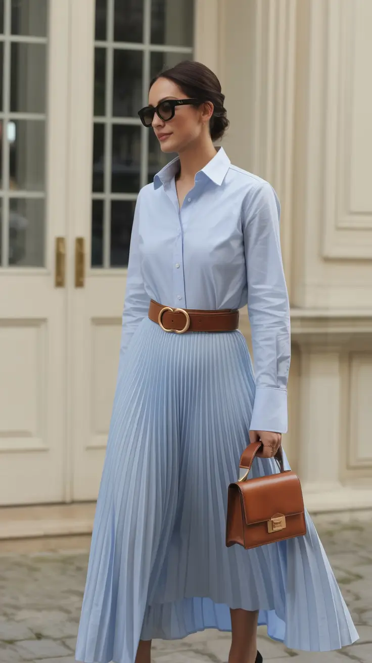 old money spring outfits 2026 looks Elegant Pleats and a Hint of Parisian Prep