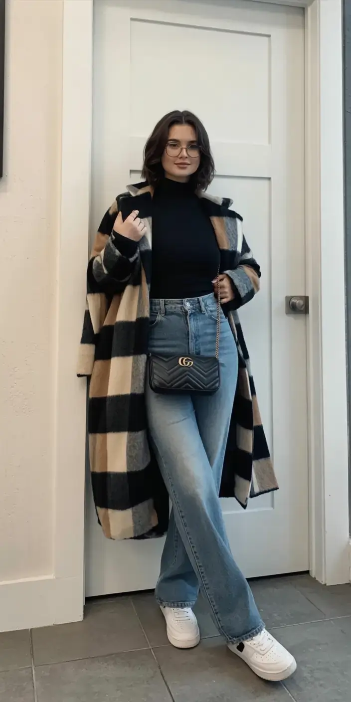 outfits ideas february 2026 Casual Luxe with Oversized Plaid