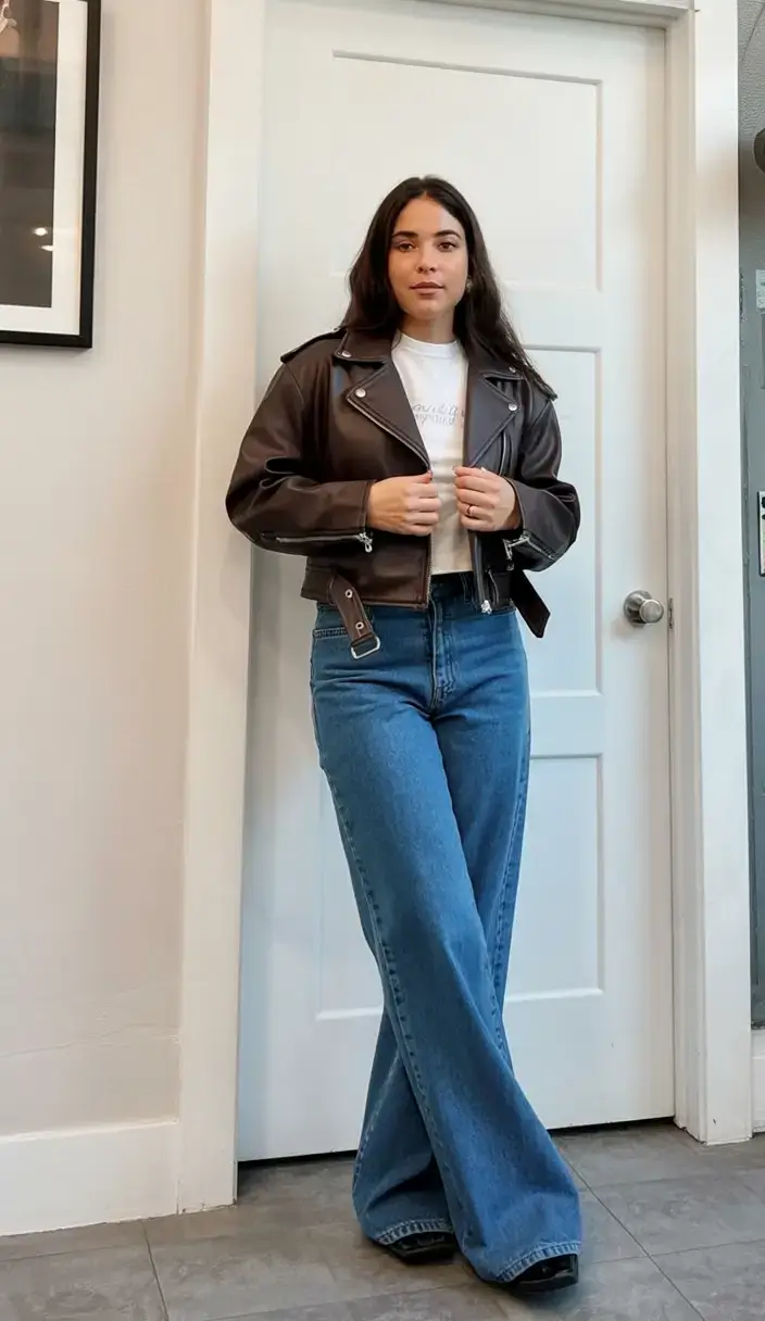 outfits ideas february 2026 Casual Cool with Leather & Denim